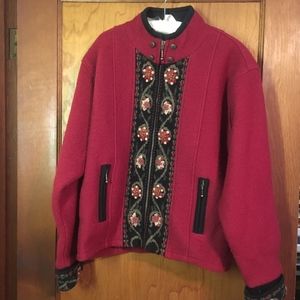 Cranberry Red Icelandic Wool Boucle Jacket